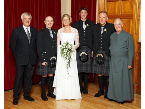 L – r     IIGA Treasurer Eric Legg, Groom IIGA Vice Chairman James Johnston, Bride Margaret Johnston, IIGA Chairman Jorgen Pettersson, IIGA Hon. Medical Adviser Carl Clinton and IIGA HLM the Ven Brian Partington MBE.