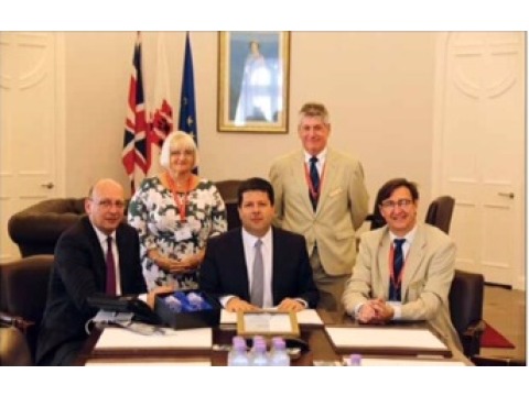 Steve Camm, NatWest: Linda Alvarez, 2019 Organising Committee: Fabian Picardo, Chief Minister: Jerry Whitsey & Jorgen Pettersson IIGA.