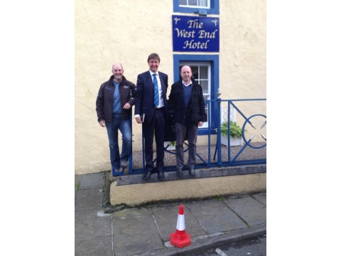 (l - r) Ross Donaldson, Orkney IGA Chairman, Jorgen Pettersson, IIGA Chairman, Robbie Fraser, Vice Chairman Orkney IGA meet to discuss a Bid to Host the Games.